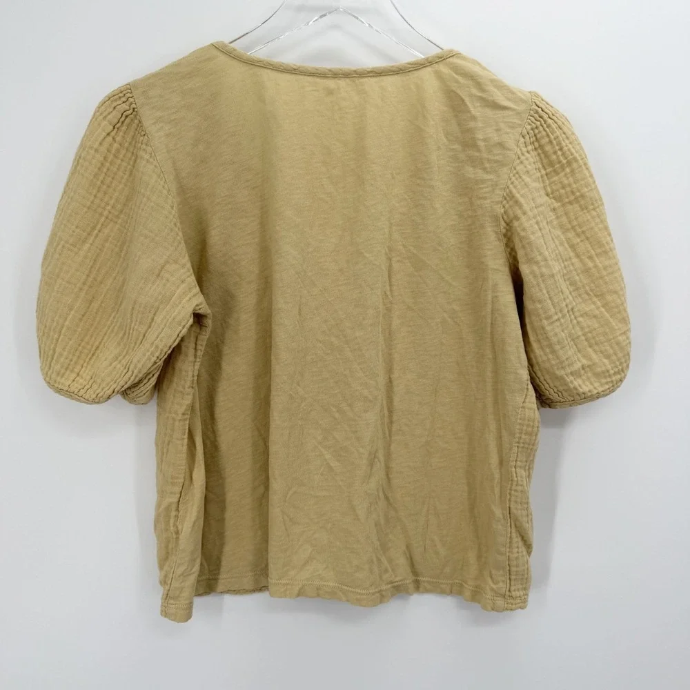 Velvet Graham & Spencer Louisa‎ Puff Sleeve Top Size S Gauze Slub Cotton Yellow